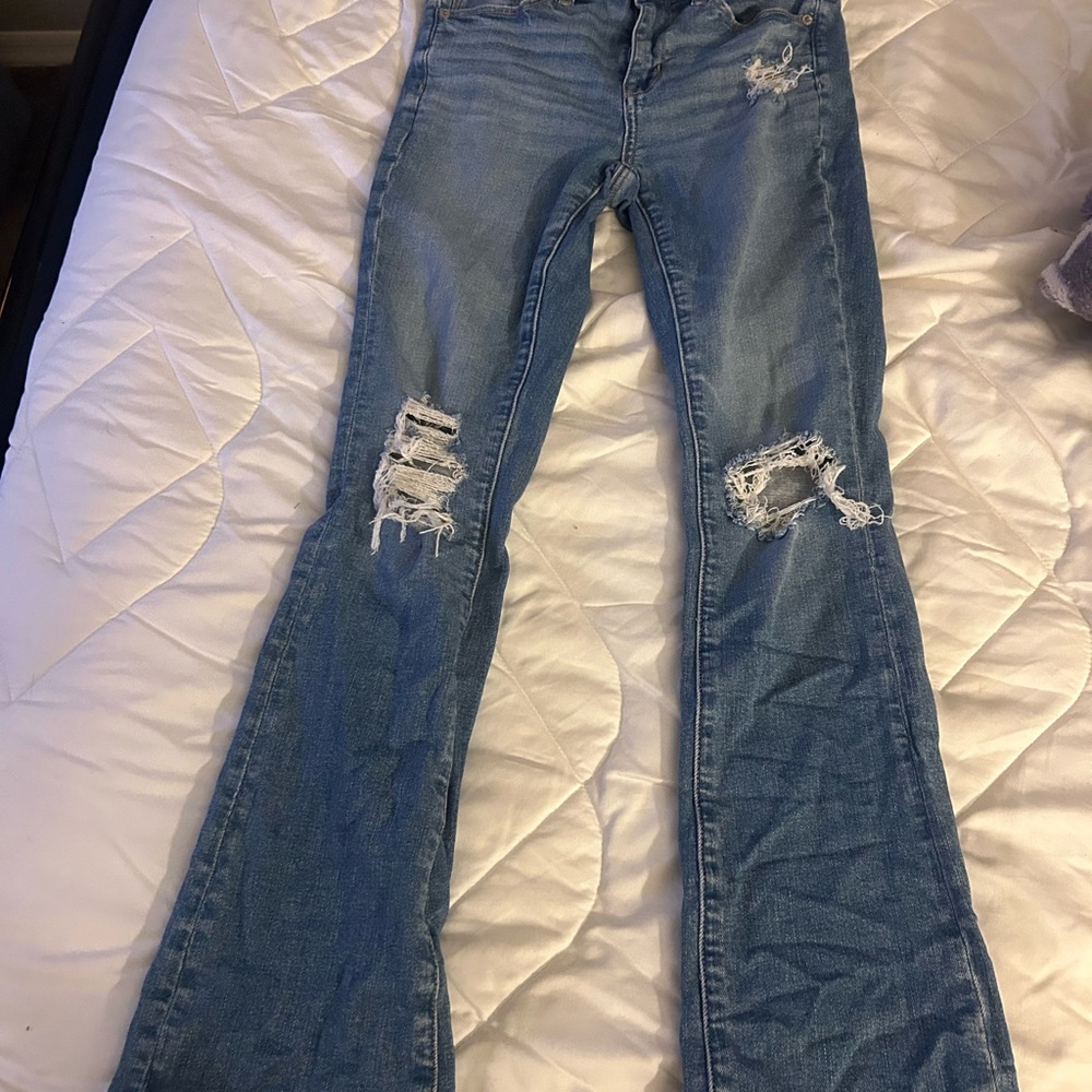 American Eagle Blue Flare Wide Leg Jeans